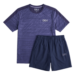 OEX Infant's 2-Piece Co-Ord Set – Dusky Blue/Navy   (T-Shirt & Shorts)