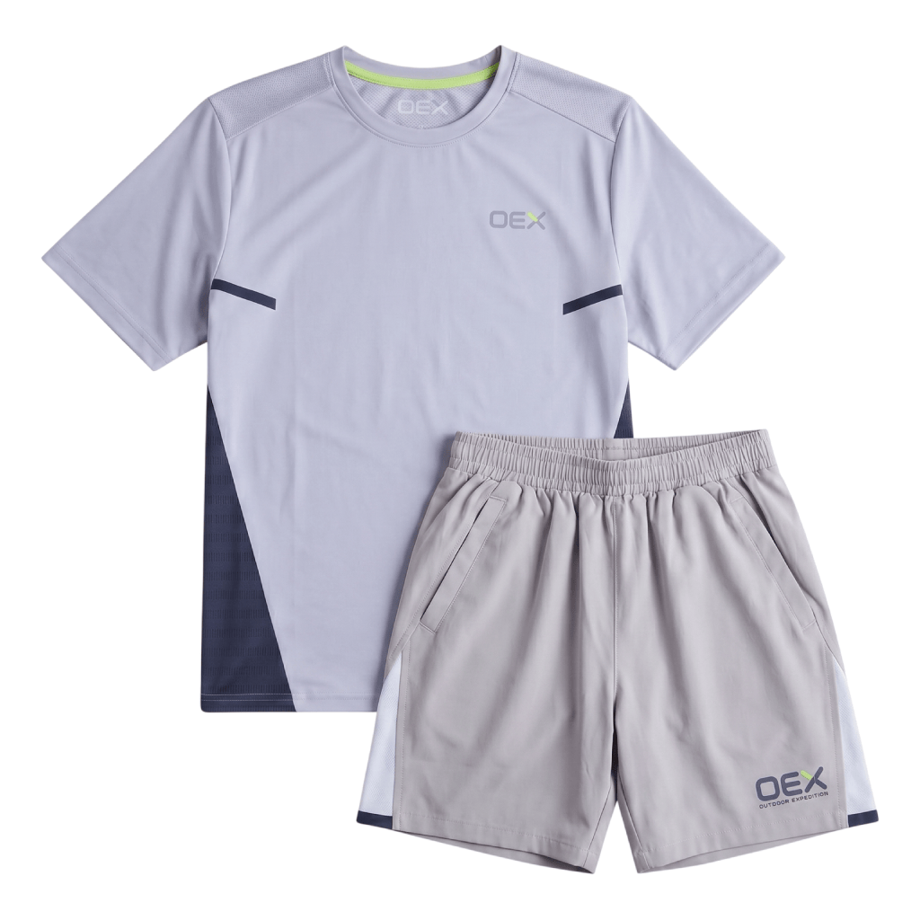 OEX Infant's 2-Piece Co-Ord Set – Warm Grey/Taupe   (T-Shirt & Shorts)
