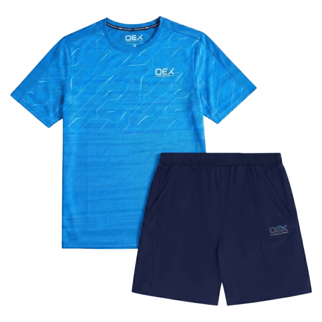 OEX Junior's 2-Piece Co-Ord Set – Azure/Navy   (T-Shirt & Shorts)
