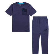 OEX Junior's 2 Piece Co Ord Set Blue T-Shirt & Pants