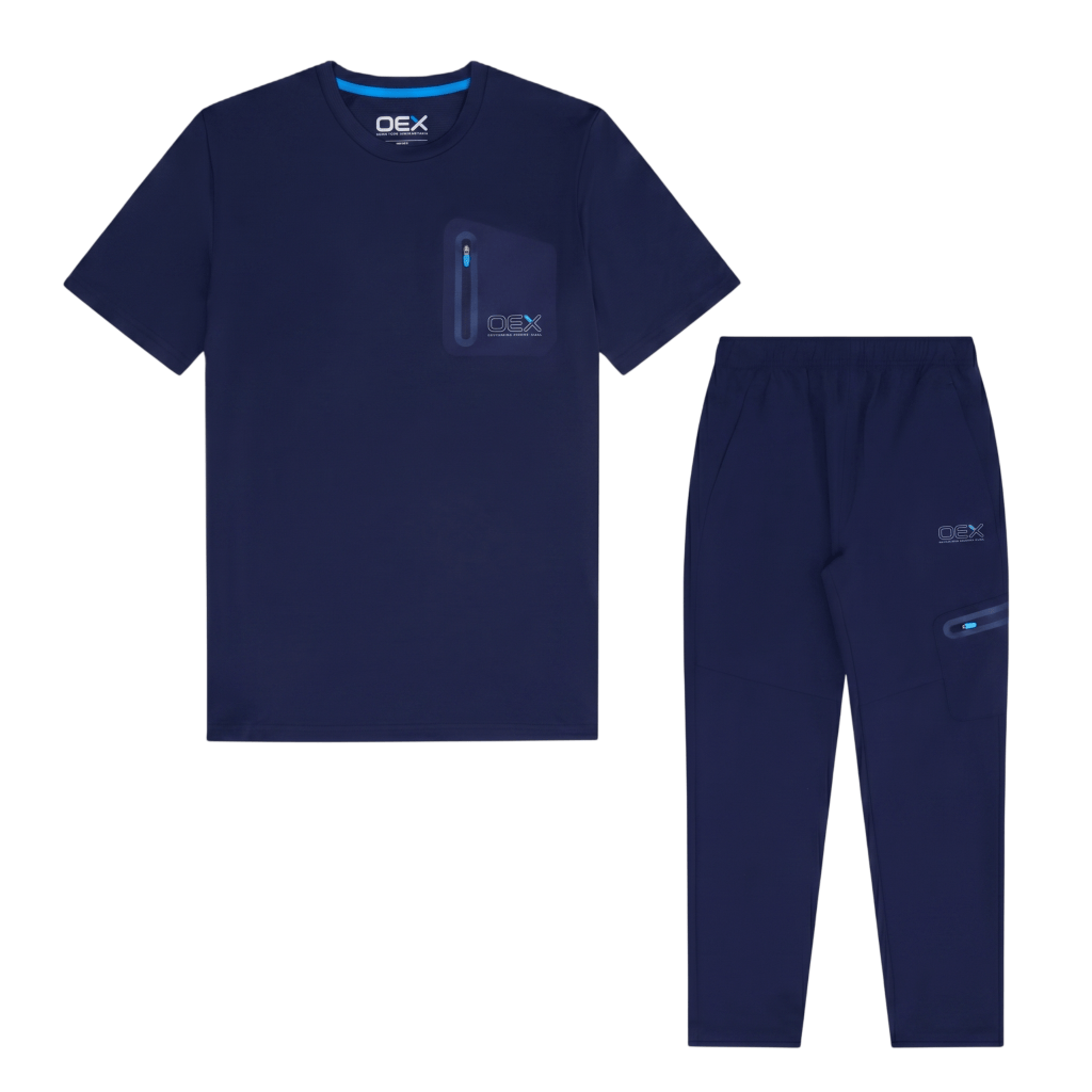 OEX Junior's 2 Piece Co Ord Set Navy T-Shirt & Pants