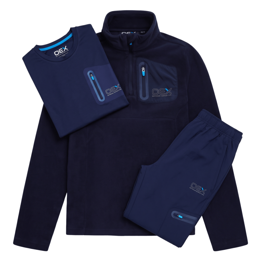 OEX Junior's 3 Piece Co Ord Set Navy Top, T-Shirt & Pants
