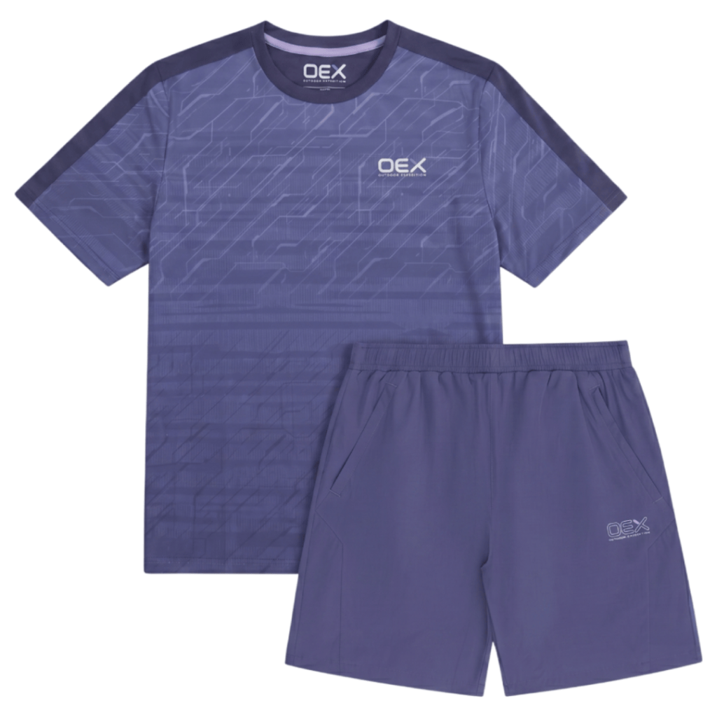 OEX Men's 2-Piece Co-Ord Set – Dusky Blue   (T-Shirt & Shorts)