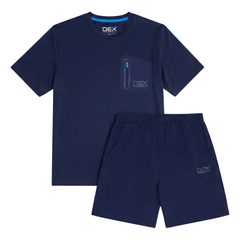OEX Men's 2-Piece Co-Ord Set – Navy   (T-Shirt & Shorts)