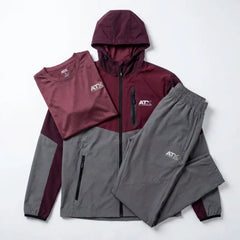 ATX Men's 3 Piece Co Ord Set Dark Grey/Burgundy Jacket, T-Shirt & Pant