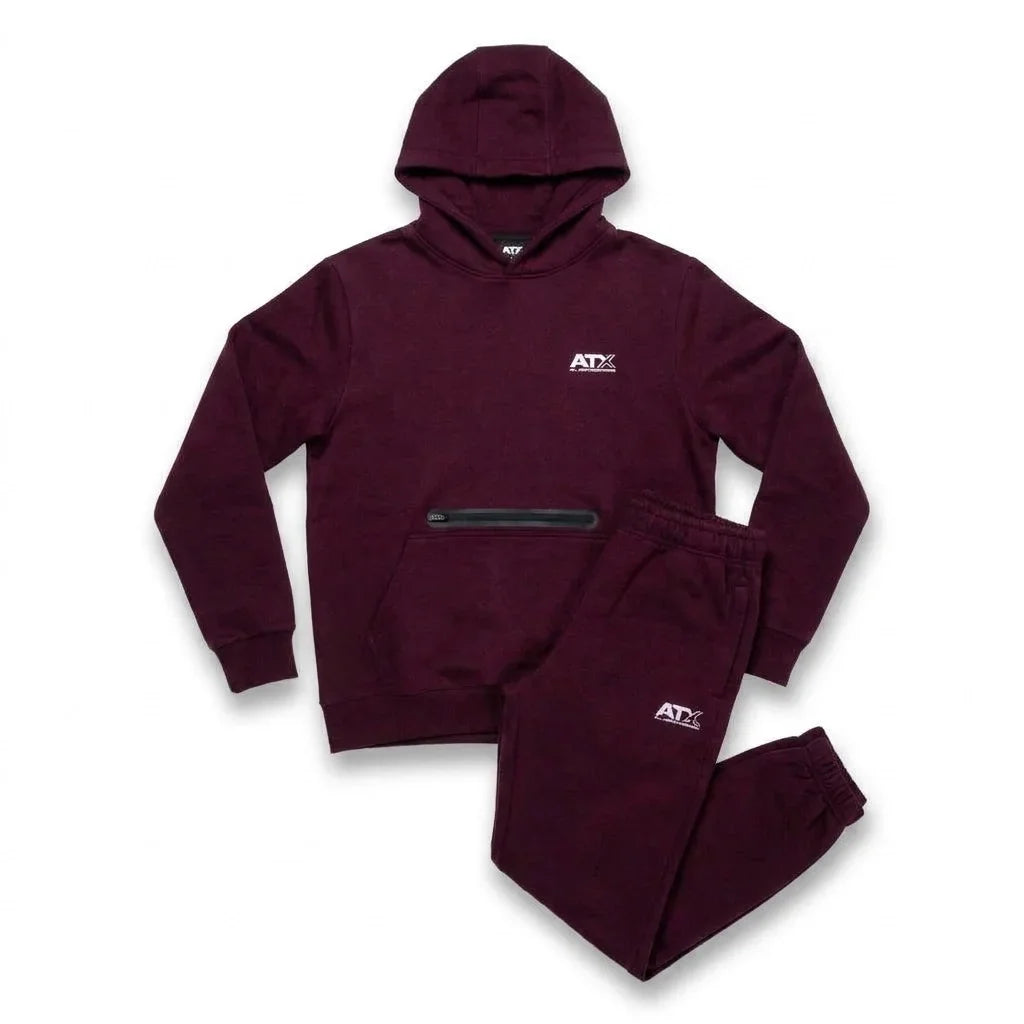 ATX Men's 2 Piece Co Ord Set Burgundy Hoodie & Pant
