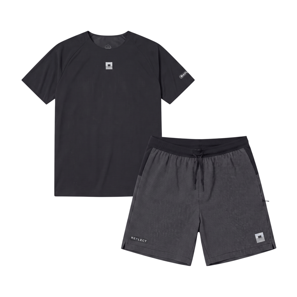 Reflect Men's 2 Piece Co Ord Set Black/Grey T-Shirt & Shorts