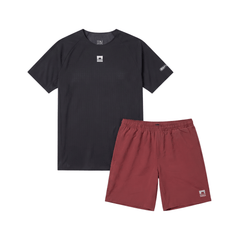 Reflect Men's 2 Piece Co Ord Set Black/Maroon T-Shirt & Shorts