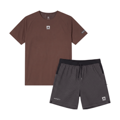 Reflect Men's 2 Piece Co Ord Set Maroon/Black/Grey T-Shirt & Shorts