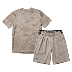 Under Armour Junior's 2 Piece Co Ord Set Beige T-Shirt & Shorts