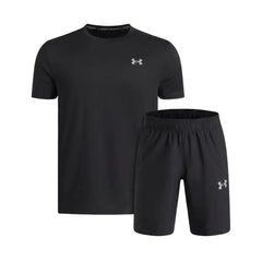 Under Armour Junior's 2 Piece Co Ord Set Black/Steel T-Shirt & Shorts