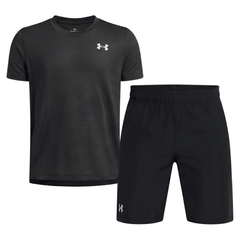 Under Armour Junior's 2 Piece Co Ord Set Black/White T-Shirt & Shorts