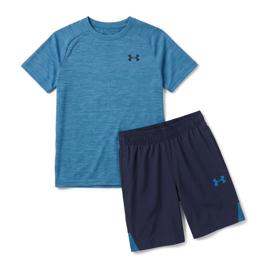 Under Armour Junior's 2 Piece Co Ord Set Blue/Black T-Shirt & Short