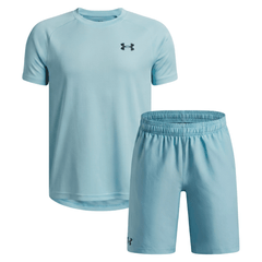 Under Armour Junior's 2 Piece Co Ord Set Light Blue T-Shirt & Shorts
