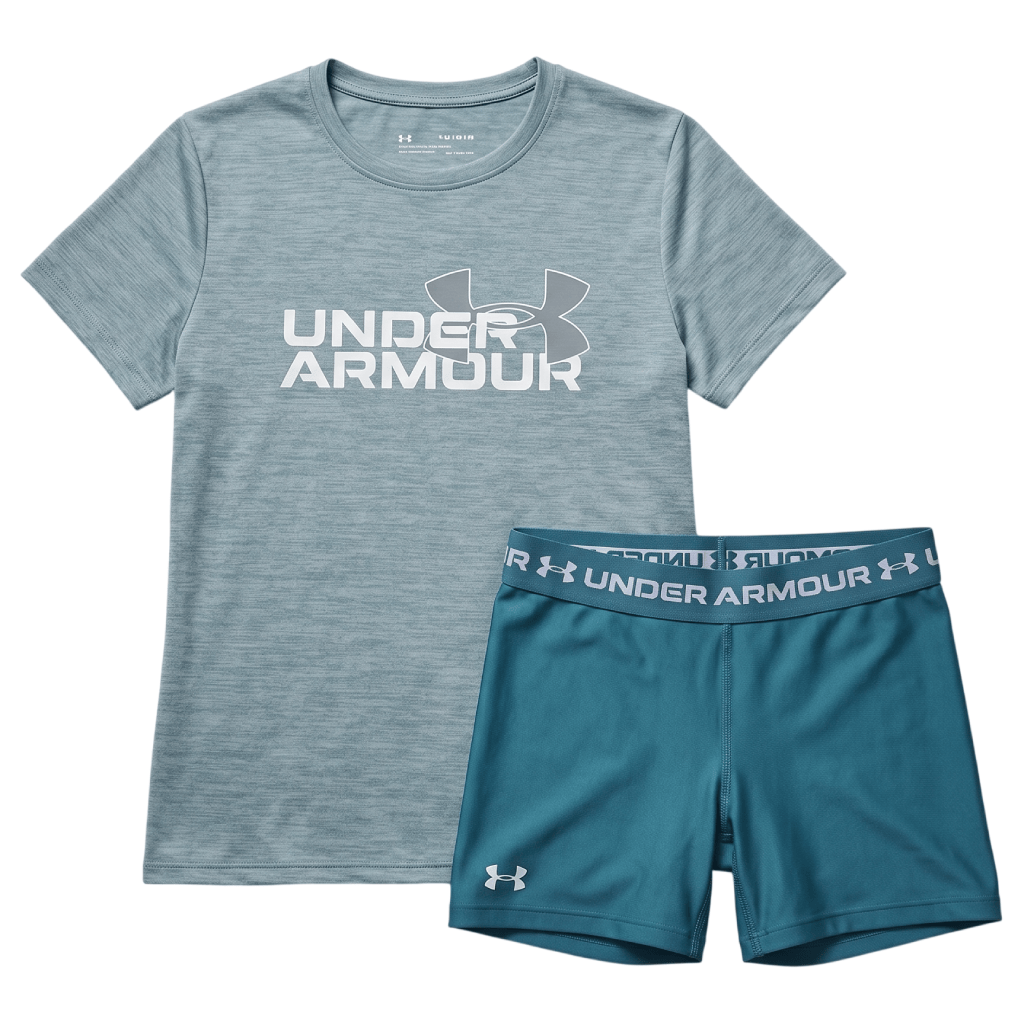 Under Armour Junior's 2 Piece Co Ord Set Mint T-Shirt & Shorts