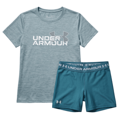 Under Armour Junior's 2 Piece Co Ord Set Mint T-Shirt & Shorts