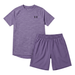Under Armour Junior's 2 Piece Co Ord Set Purple T-Shirt & Shorts