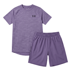 Under Armour Junior's 2 Piece Co Ord Set Purple T-Shirt & Shorts