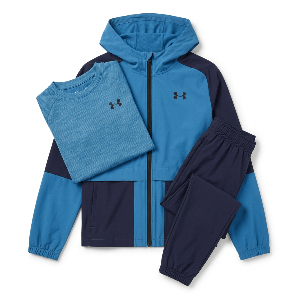 Under Armour Junior's 3 Piece Co Ord Set Blue/Black Jacket, T-Shirt & Pant