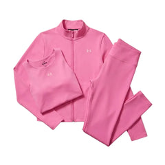 Under Armour Junior's 3 Piece Co Ord Set Pink Jacket, Tank Top & Shorts