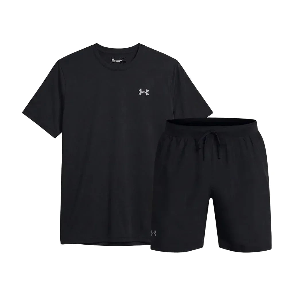 Under Armour Men's 2 Piece Co Ord Set Black/Reflective T-Shirt & Shorts