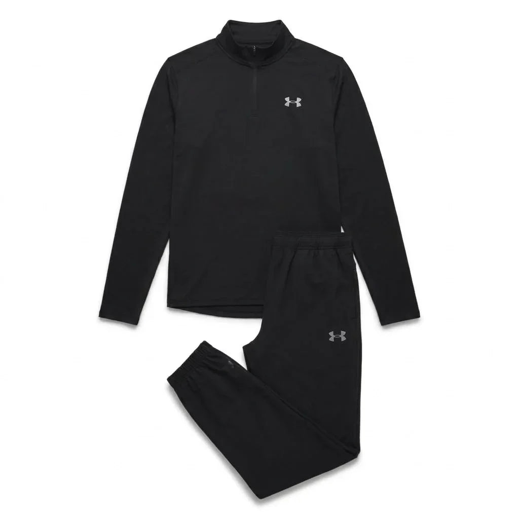 Under Armour Men's 2 Piece Co Ord Set Black/Steel Quarter Zip & Pant
