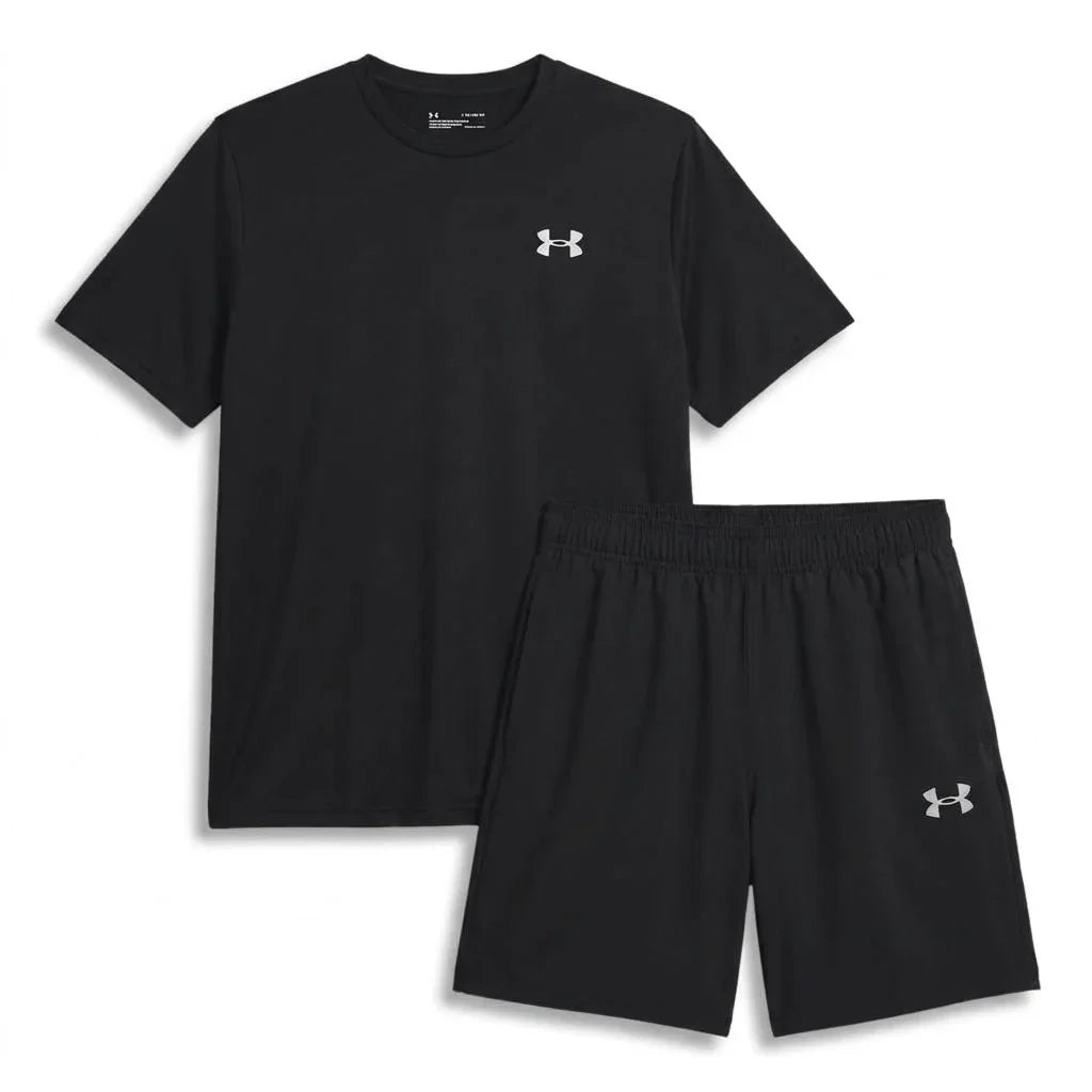 Under Armour Men's 2 Piece Co Ord Set Black/Steel T-Shirt & Short