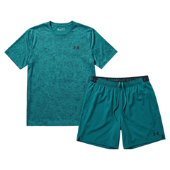 Under Armour Men's 2 Piece Co Ord Set Dark Green T-Shirt & Shorts
