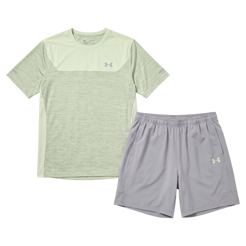 Under Armour Men's 2 Piece Co Ord Set Green/Grey T-Shirt & Shorts