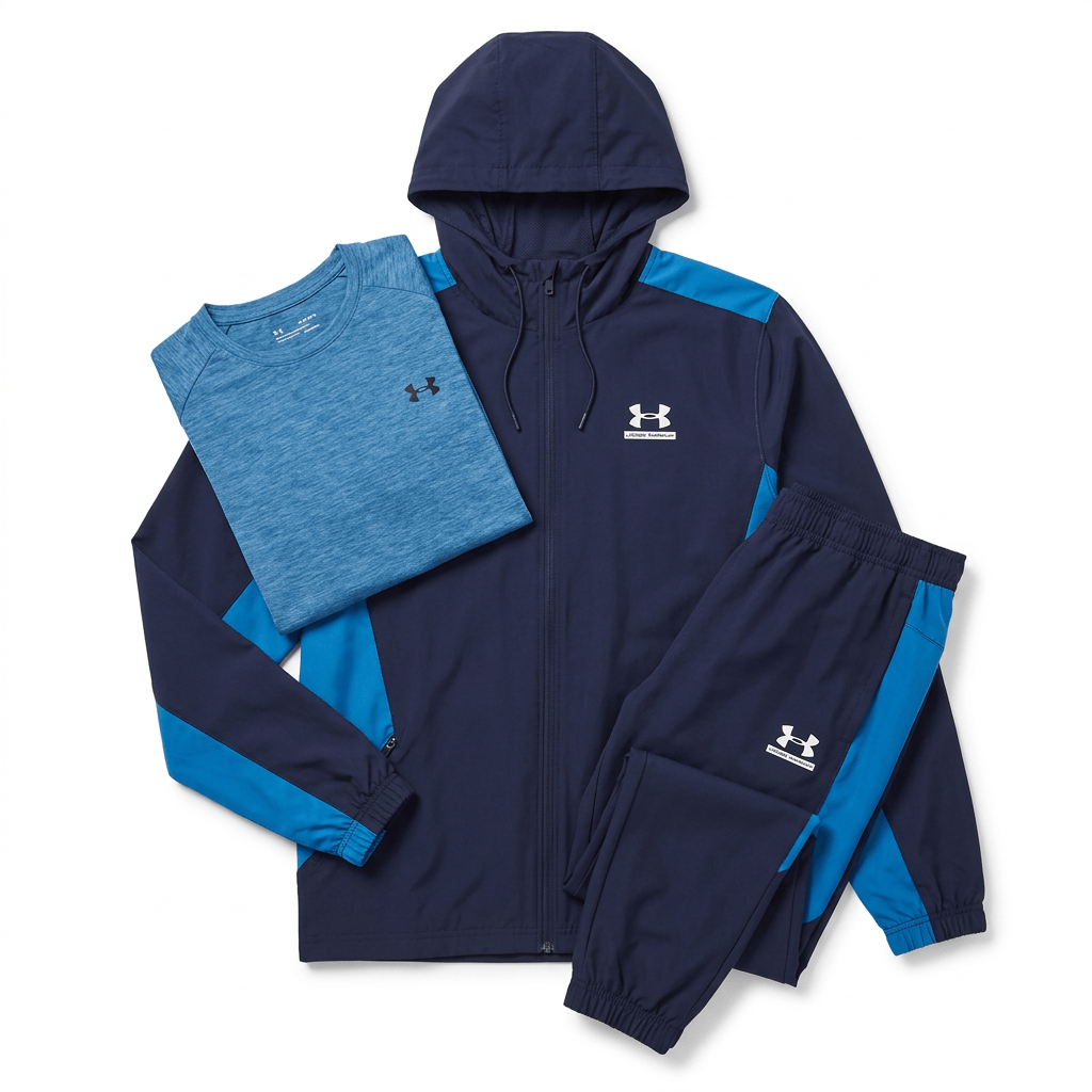 Under Armour Men's 3 Piece Co Ord Set Navy/Blue/White Jacket, T-Shirt & Pant