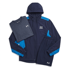 Under Armour Men's 3 Piece Co Ord Set Navy/White Jacket, T-Shirt & Short
