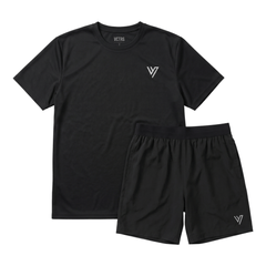 VCTRS Mens 2 Piece Co Ord Set Black T-Shirt & Shorts, perfect for casual outings and athletic wear.