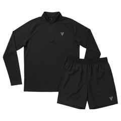 VCTRS Mens 2 Piece Co Ord Set Black Top & Shorts, stylish athletic set for comfort and performance.