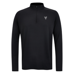 VCTRS Mens 2 Piece Co Ord Set Black Top featuring a zip collar and long sleeves in a sleek black design.