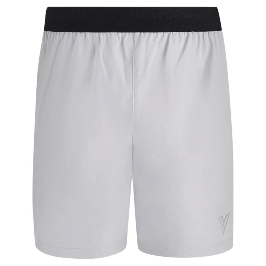 VCTRS Mens 2 Piece Co Ord Set Blue/Grey shorts with elastic waistband and logo design at the hem.