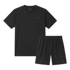 Virtus Men's 2 Piece Co Ord Set Black T-Shirt & Shorts