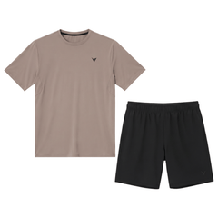 Virtus Men's 2 Piece Co Ord Set Light Grey/Black T-Shirt & Shorts