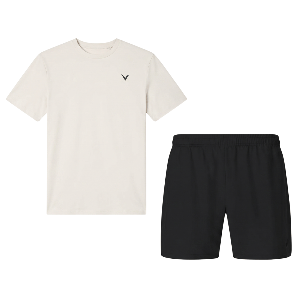 Virtus Men's 2 Piece Co Ord Set White/Black T-Shirt & Shorts